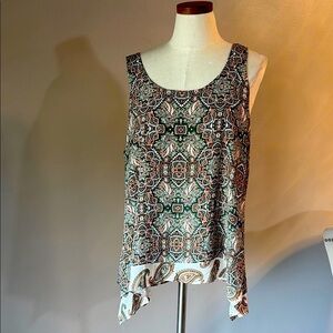 Karen Kane women’s desert Gypsy paisley print flowy tank top shell layer look XL